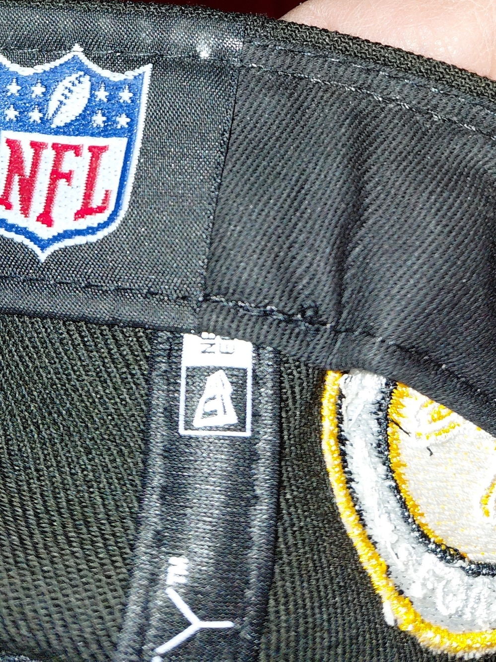 NFL Black Steelers Hat with White and Yellow Embroidered Logo